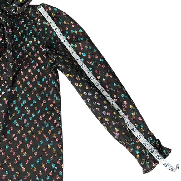 Halogen x Atlantic-Pacific XS Set High Neck Blouse Midi Skirt Multicolor Dot - Picture 15 of 16